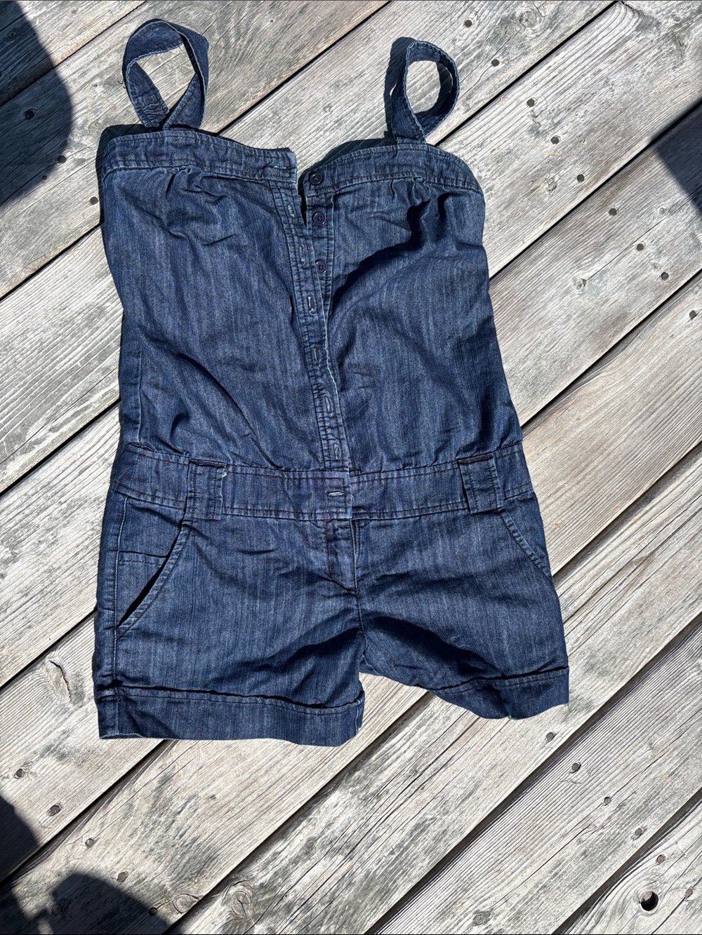 Dynamite Dark Blue Denim Romper Shorts